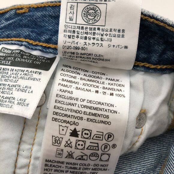 Levi's Premium 501 Womens Shorts 25 Big E Cut-Off Jean Denim Button Fly Distress - Picture 6 of 6